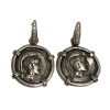 Reversible Ancient Greek Athena Owl Coins set in Diamond Huggie Drop Earrings - Image 2