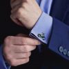 BRITISH RACING GREEN STERLING SILVER ROAD HOG CUFFLINKS - Image 2