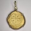 Gold 8 Escudos Shipwreck Coin Pendant, 1713, Mexico City