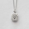Emerald Cut Diamond Halo Pendant