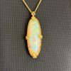 18K Yellow Gold Elongated Opal Pendant - Image 2