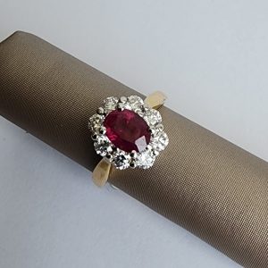 Ruby and Diamond Halo Ring
