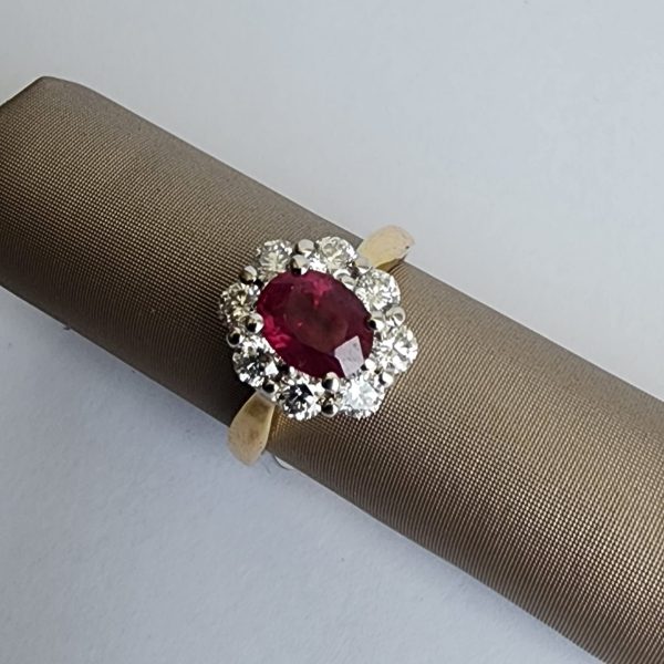 Ruby and Diamond Halo Ring