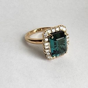 Cocktail Ring with 8 Carat Blue/Green Tourmaline