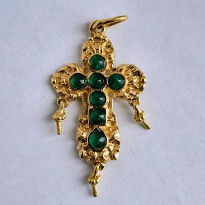 Tucker's Cross in 18 Karat Yellow Gold with Emeralds