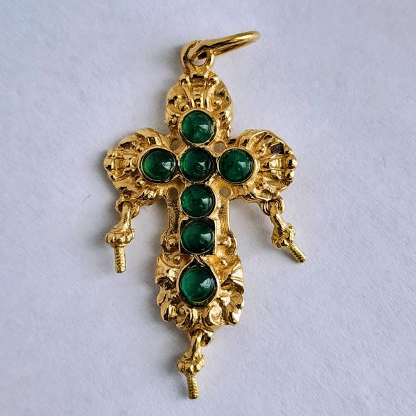 Tucker's Cross in 18 Karat Yellow Gold with Emeralds