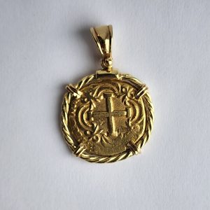 Gold 4 Escudos Shipwreck Coin Pendant, 1750s, Colombia