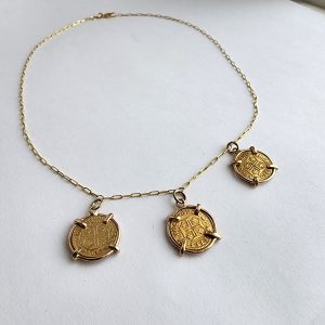 Portuguese Gold Coin Necklace with Three 400 Reis Coins (1723-33)