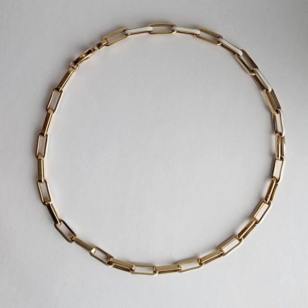 Paperclip Chain in 14 Karat Gold with White Enamel - Image 3