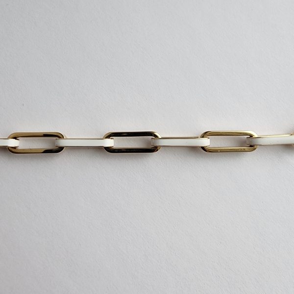 Paperclip Chain in 14 Karat Gold with White Enamel - Image 2