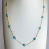 Turquoise and 18k Yellow Gold Station Necklace