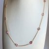 Pink Tourmaline Station Necklace in 18k Yellow Gold