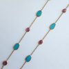 Turquoise and Garnet Station Necklace in 18k Yellow Gold - Image 2